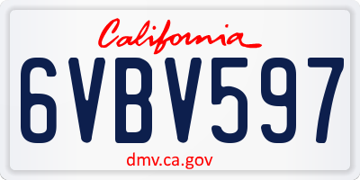 CA license plate 6VBV597
