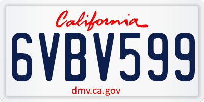 CA license plate 6VBV599