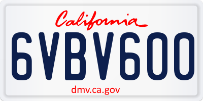 CA license plate 6VBV600