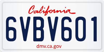 CA license plate 6VBV601