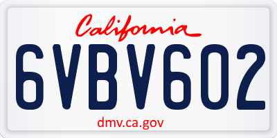 CA license plate 6VBV602
