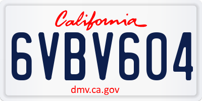 CA license plate 6VBV604