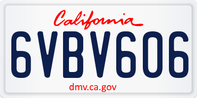 CA license plate 6VBV606