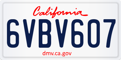 CA license plate 6VBV607