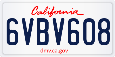 CA license plate 6VBV608