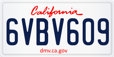 CA license plate 6VBV609