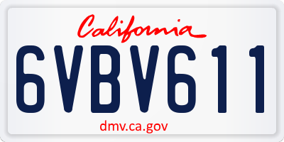 CA license plate 6VBV611