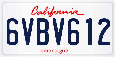 CA license plate 6VBV612
