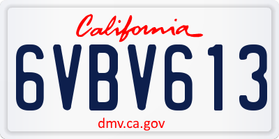 CA license plate 6VBV613