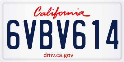 CA license plate 6VBV614