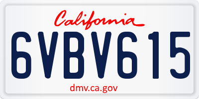 CA license plate 6VBV615