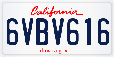 CA license plate 6VBV616