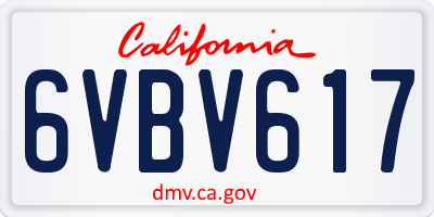 CA license plate 6VBV617