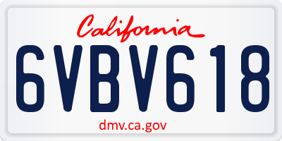 CA license plate 6VBV618