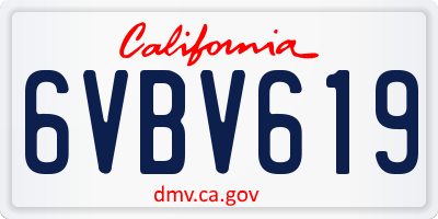 CA license plate 6VBV619