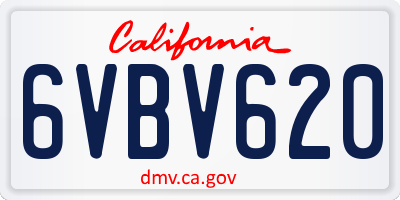 CA license plate 6VBV620