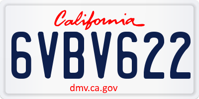 CA license plate 6VBV622