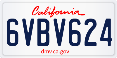 CA license plate 6VBV624