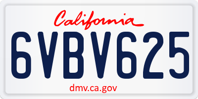 CA license plate 6VBV625