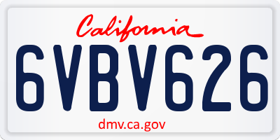 CA license plate 6VBV626