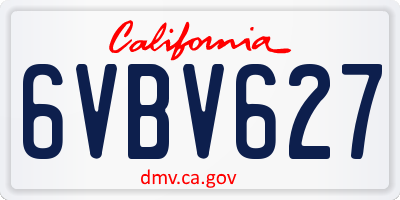 CA license plate 6VBV627