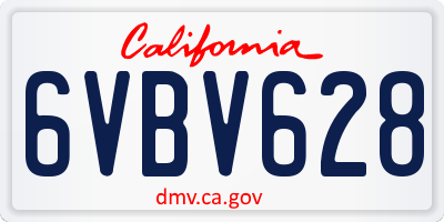 CA license plate 6VBV628