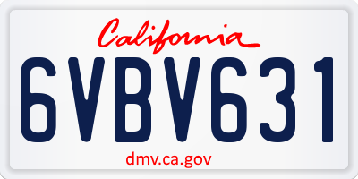 CA license plate 6VBV631