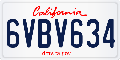 CA license plate 6VBV634