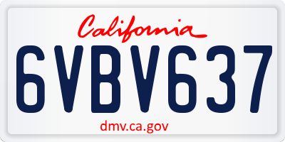 CA license plate 6VBV637