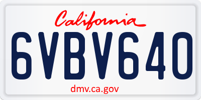 CA license plate 6VBV640