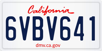 CA license plate 6VBV641