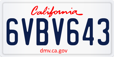 CA license plate 6VBV643