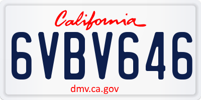 CA license plate 6VBV646