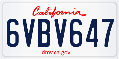 CA license plate 6VBV647