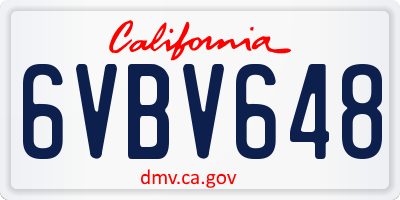 CA license plate 6VBV648