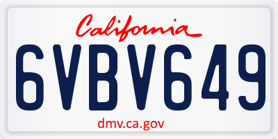 CA license plate 6VBV649