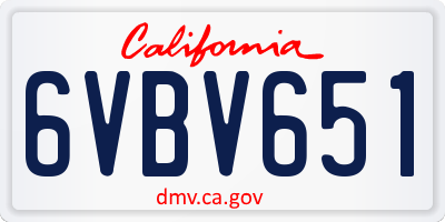 CA license plate 6VBV651