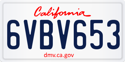 CA license plate 6VBV653