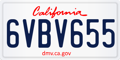 CA license plate 6VBV655