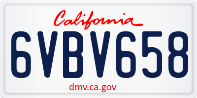 CA license plate 6VBV658