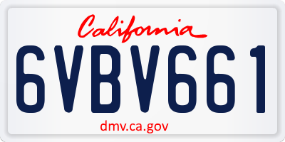CA license plate 6VBV661