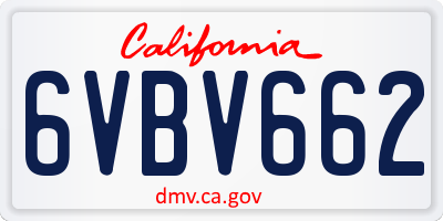 CA license plate 6VBV662