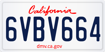 CA license plate 6VBV664