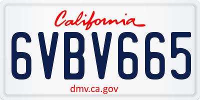 CA license plate 6VBV665