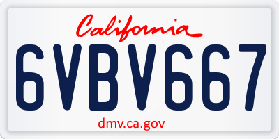 CA license plate 6VBV667