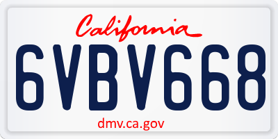 CA license plate 6VBV668