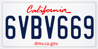 CA license plate 6VBV669