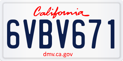 CA license plate 6VBV671