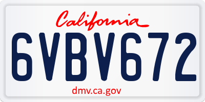 CA license plate 6VBV672