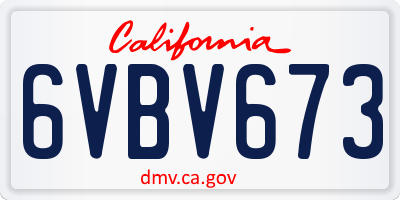 CA license plate 6VBV673